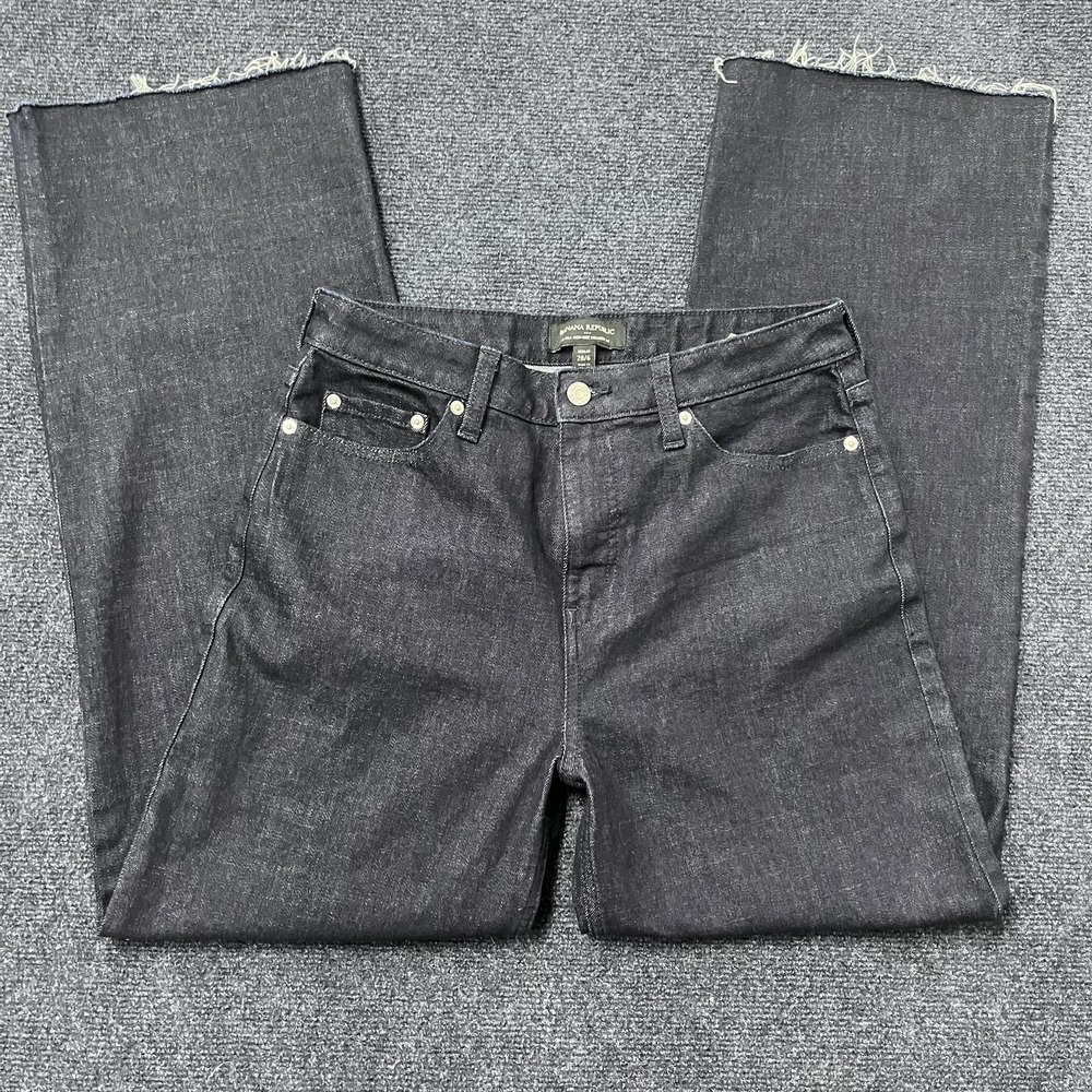 Banana Republic Jeans Womens 28/6 Dark Wash Ultra High-Rise Straight Raw Hem